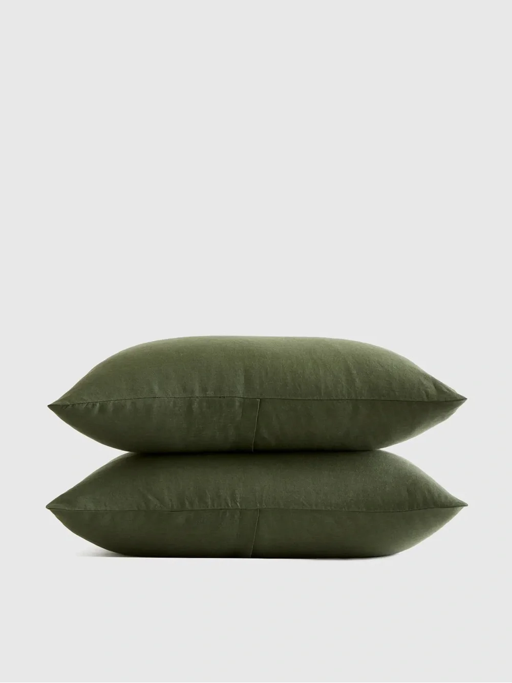 Quince Pine Green Linen Standard Pillowcase Shams Set of 2 - Home Bedding
